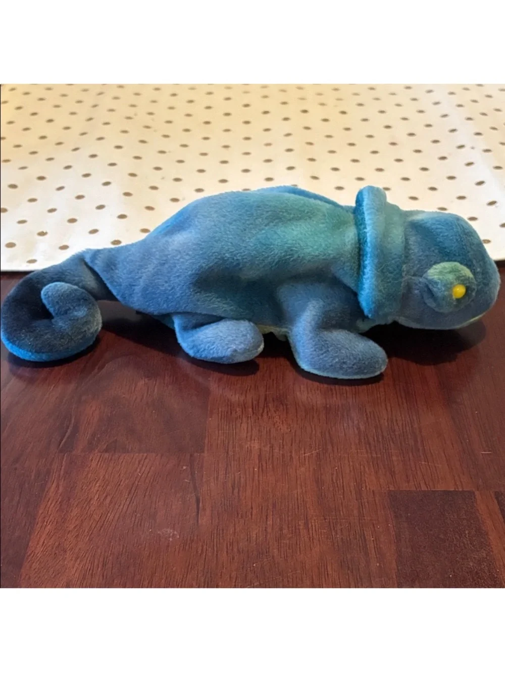 Ty Vibrant Blue Rainbow Chameleon Plush Beanie Baby Toy 1997